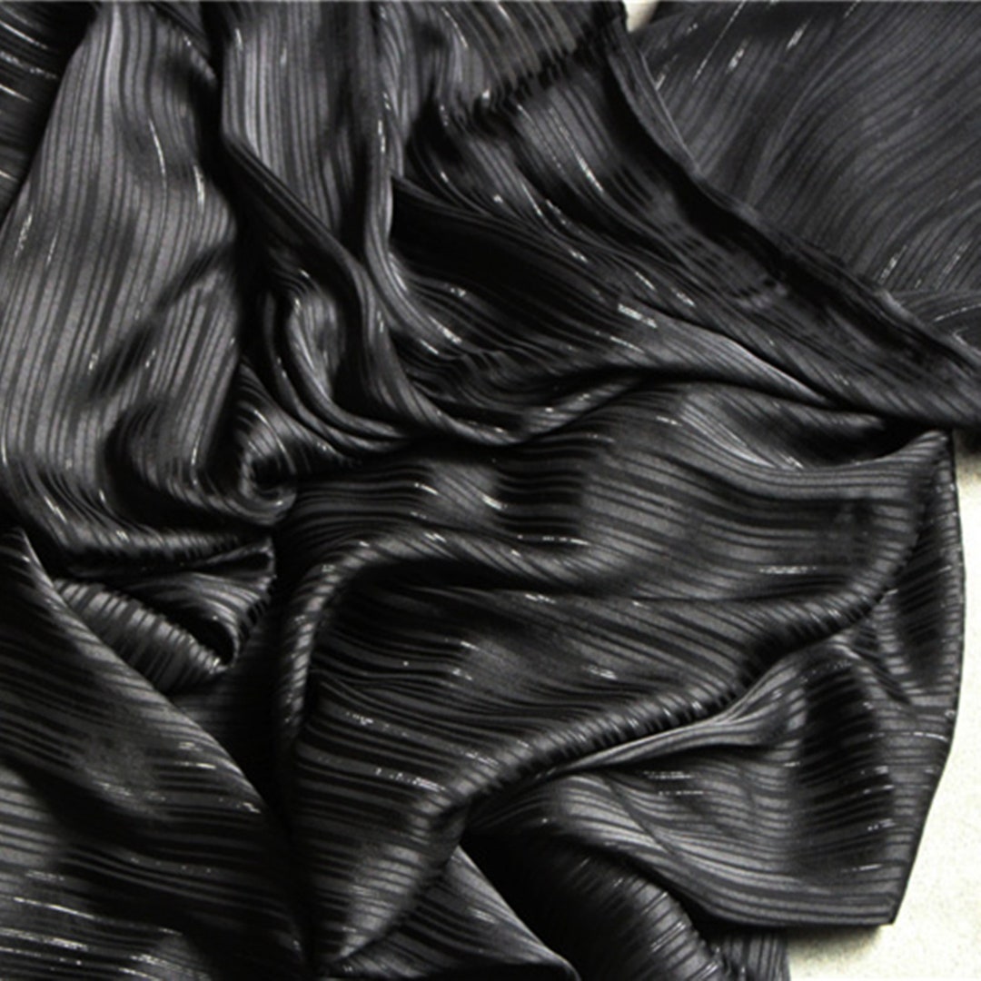 Black Sheer Chiffon Fabric: Silver Thread Stripe (55'' Wide) - Etsy