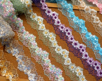 8 Colors Lace Trim,Floral Embroidery Lace Trim,Bridal Lace Applique,Doll Clothing Fabric