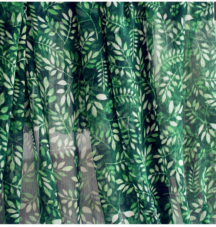 Elegant Silk Chiffon Fabric Leaf Print Dress Fabric Light | Etsy