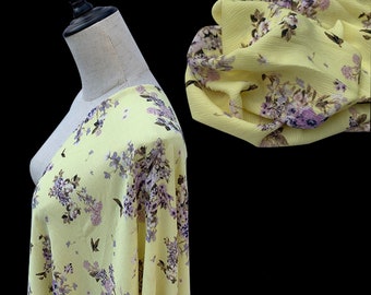 Gelber Chiffon Stoff mit Blumenmuster, reine Sommerkleidung, 30er Jahre Stoff