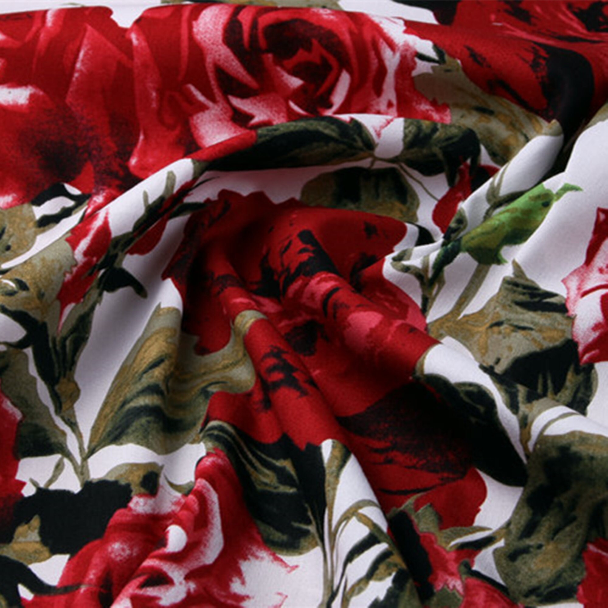 Red Rose Fabriccotton Fabricsoft Cotton Fabricstretch Etsy