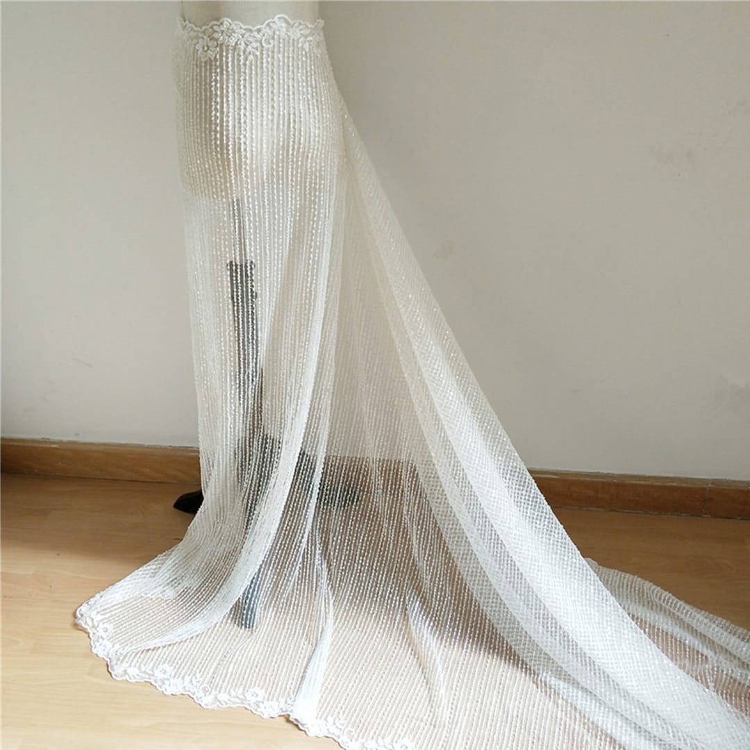 White Mesh Lace Fabric,embroidered Floral Lace With Sequins,soft Tulle