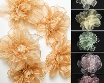 3D Organza Lace Flower Applique: Bridal Wedding Dress DIY Craft