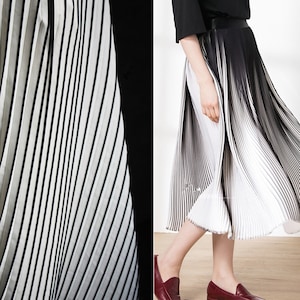 Black and White Stripe Pleated Fabricwrinkle Chiffon - Etsy