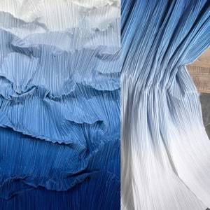 59&#39;&#39; Width Ombre Blue Pleated Fabric,Upholstery Fabric,DIY Texture Background,Party Decor,DIY Supplies