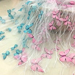3D Butterfly embroidered lace fabric,soft mesh,party decor,Tulle Fabric,Bridal Lace Fabric