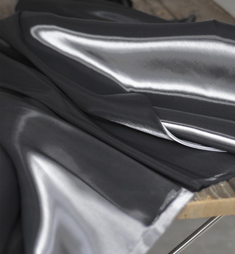 Super Shiny Fabric,Dark Gray Water-Shine ultra-gloss Designer Fabric,Smooth Well Drap Fabric,Sparkle Fabric,Pants,bag,jacket Fabric image 5