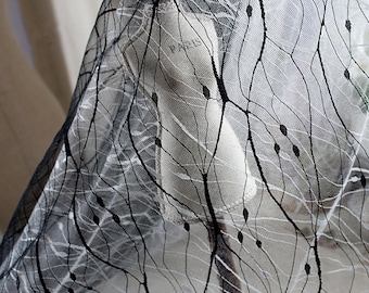 Black/White Lace Mesh tessuto per abito da sposa, Abito da sera, vestito da promenade di mezza iarda
