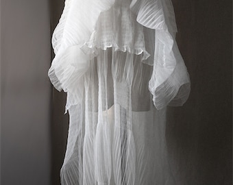 White mesh fabric,georgette fabric,light weight bridal fabric,wedding fabric,photography backdrop by The Yard
