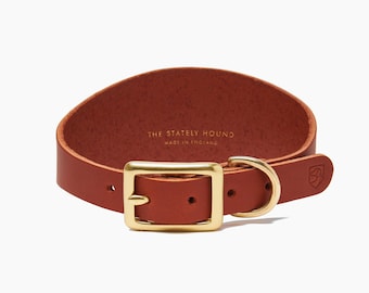 Leather Greyhound Collar, Tan Brown Leather Whippet & Sighthound Collar