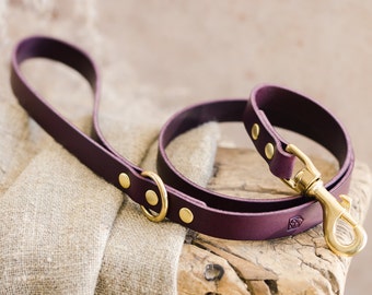 Purple Leather Dog Leash for Small and Large Dogs, Dog Gift for Christmas