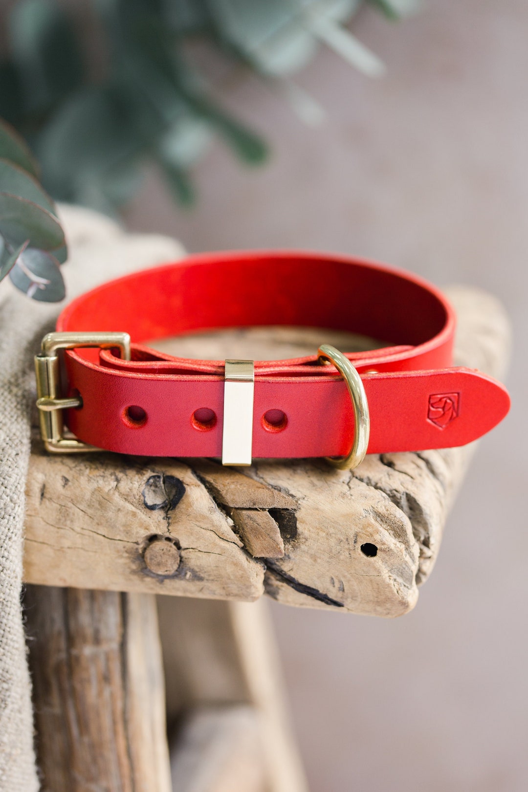 Red Leather Dog Collar Personalised Dog Collar Handmade With Etsy
