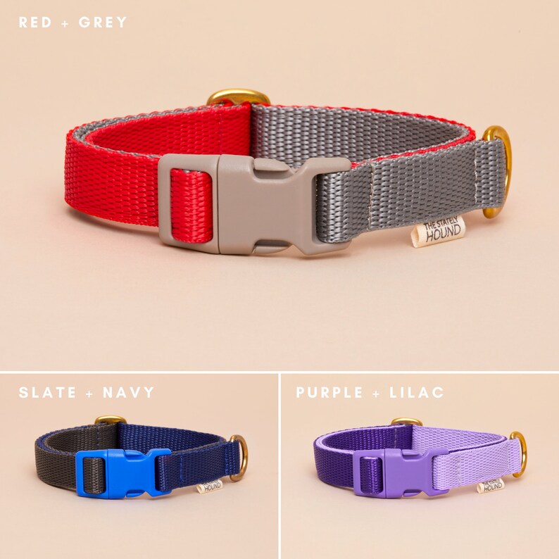 Side Release Dog Collar Orange and Khaki Quick Release Etsy