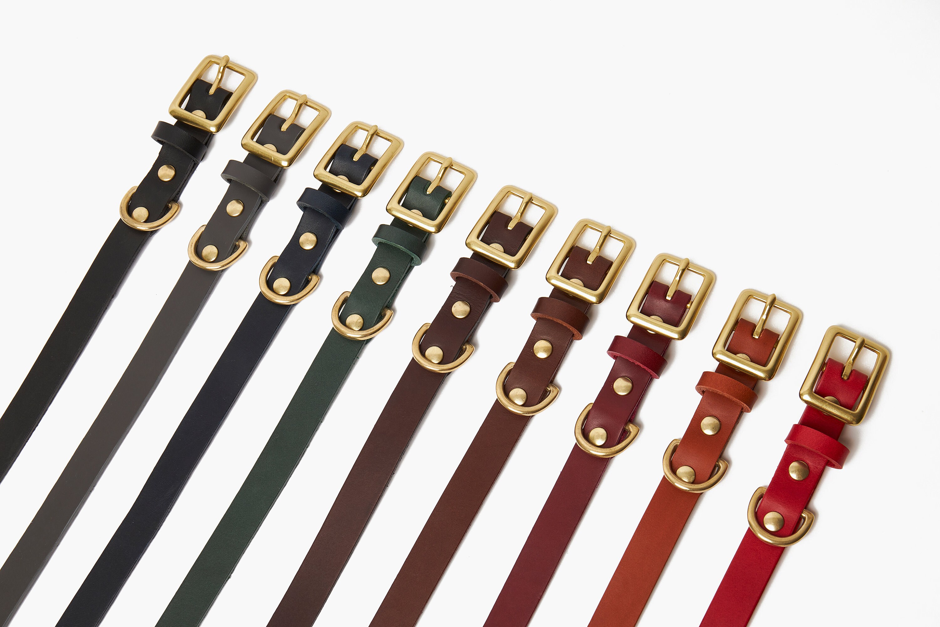 Dark Green Leather Dog Collar Engraved Dog Collar With Brass Etsy