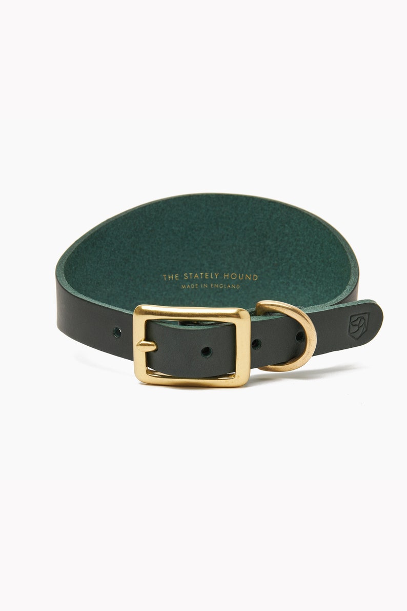 Green Leather Hound Dog Collar for Greyhound and Whippet | Dog G Green Leather Hound Dog Collar for Greyhound and Whippet | Dog G