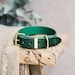 Green Leather Dog Collar, Engraved Dog Collar with Brass hardware, Personalized Dog Gift 