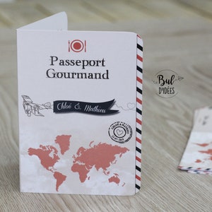 Menu di nozze del passaporto di viaggio vintage