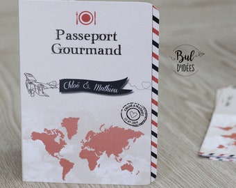 Menu mariage passeport voyage vintage