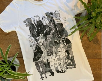 WilderChildrenn White Cotton Tee // Illustrated T-Shirt // Unisex