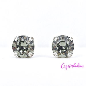 Black Diamond Premium Crystal Earrings, Choose Your Plating, Renowned Fine Austrian Crystal, Perfect for Wedding Prom Gift Party Fashion 8mm