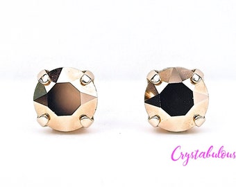 Rose Gold Crystal Stud Earrings: 8mm Swarovski Crystal, Choose Your Plating