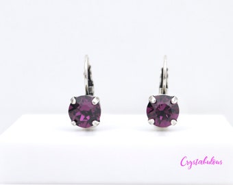 Ohrhänger mit Amethystkristall: Antiksilberner Klappverschluss, 8 mm