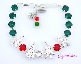 Weihnachtsbaum Kristall Armband: Handgemachter versilberter Schmuck