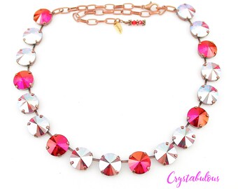 Red Swarovski Crystal Necklace: Siam Shimmer Statement Necklace