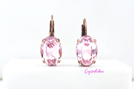Flower and dangle crystal earrings in fuchsia – Ballroom Jewels