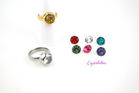 Ring With Changeable Premium Crystal Interchangeable Ring Colour