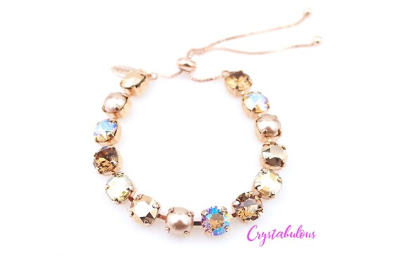 Peach Rose Gold Premium Crystal Bracelet Renowned Brand Fine