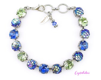 Mermaid Kristall Armband: Österreichischer Kristall, Blau Grün Schuppe, Handgemacht