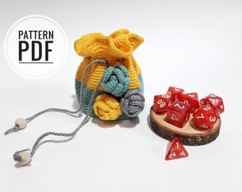 Crochet dice bag patterns Drawstring dice bag Dice holder Crochet drawstring pouch Dice bag instructions Crochet tote bag Roleplaying bag