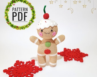 Peperkoekmannetje haakpatronen Amigurumi haakpatroon Kerstornamenten handgemaakt Peperkoekornament Kerstpatroon