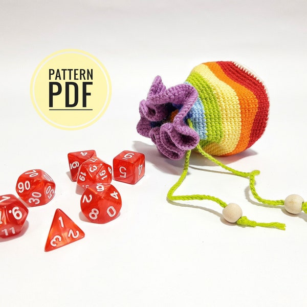 Crocheted loot bag pattern  Crochet bag pattern Crochet tote bag  Crochet dice bag patterns Dice holder Crochet drawstring pouch