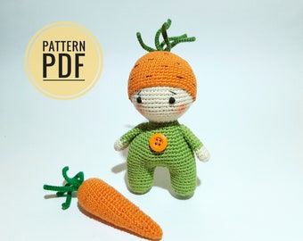 Amigurumi doll pattern Crochet carrot Crochet doll pattern Amigurumi crochet pattern Plush pattern Crochet doll pattern