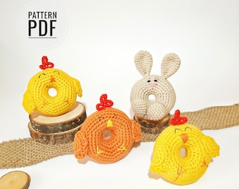 Easter crochet patterns Chicken decor Easter table decor Easter chick Crochet bunny pattern Amigurumi pattern Easter ornaments