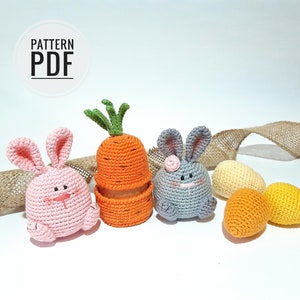 Easter crochet patterns Egg holder Easter egg basket Coats for easter eggs Easter egg warmer Easter table decor Crochet bunny pattern