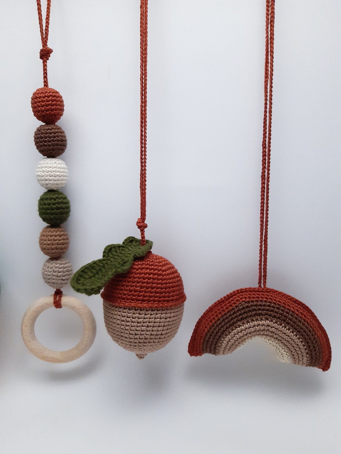 Set of 4 hanging toys for wooden baby gym Infant activity Etsy