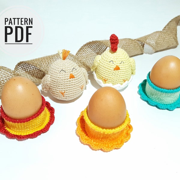 Easter crochet patterns Egg holder Easter egg basket Coats for easter eggs Easter egg warmer Easter table decor Easter chick Easter ornament