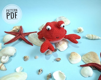 Crochet patterns Crab amigurumi Crochet animal pattern Amigurumi animals  Sea Creatures Marine animals Stuffed animal pattern Sea animals