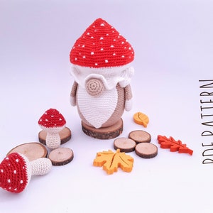 Herfstkabouters haakpatronen pdf Tuinkabouter Paddestoelkabouter Gehaakte paddestoel Paddestoel pluche Kabouterpatronen Herfstkabouter Knuffelpatroon