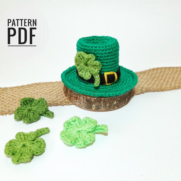 Modèles au crochet pour mini chapeau de lutin Décoration de la Saint-Patrick Modèle au crochet Amigurumi Ornement de la Saint-Patrick