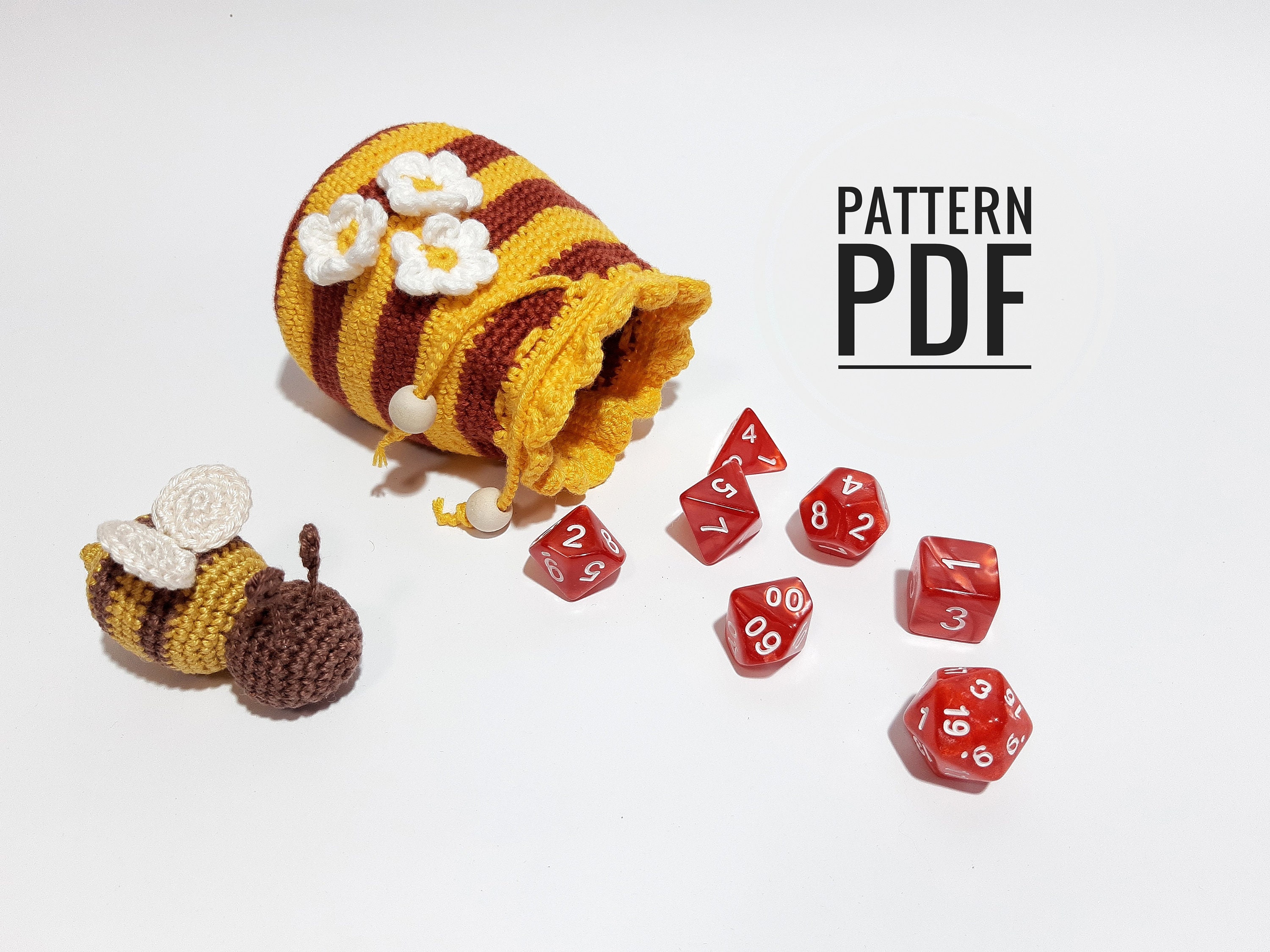 28 Dice Bag Crochet Patterns: Unique Drawstring Pouches for Gamers and Fantasy Fans 21 Crochet dice bag pattern Dice holder Drawstring dice bag