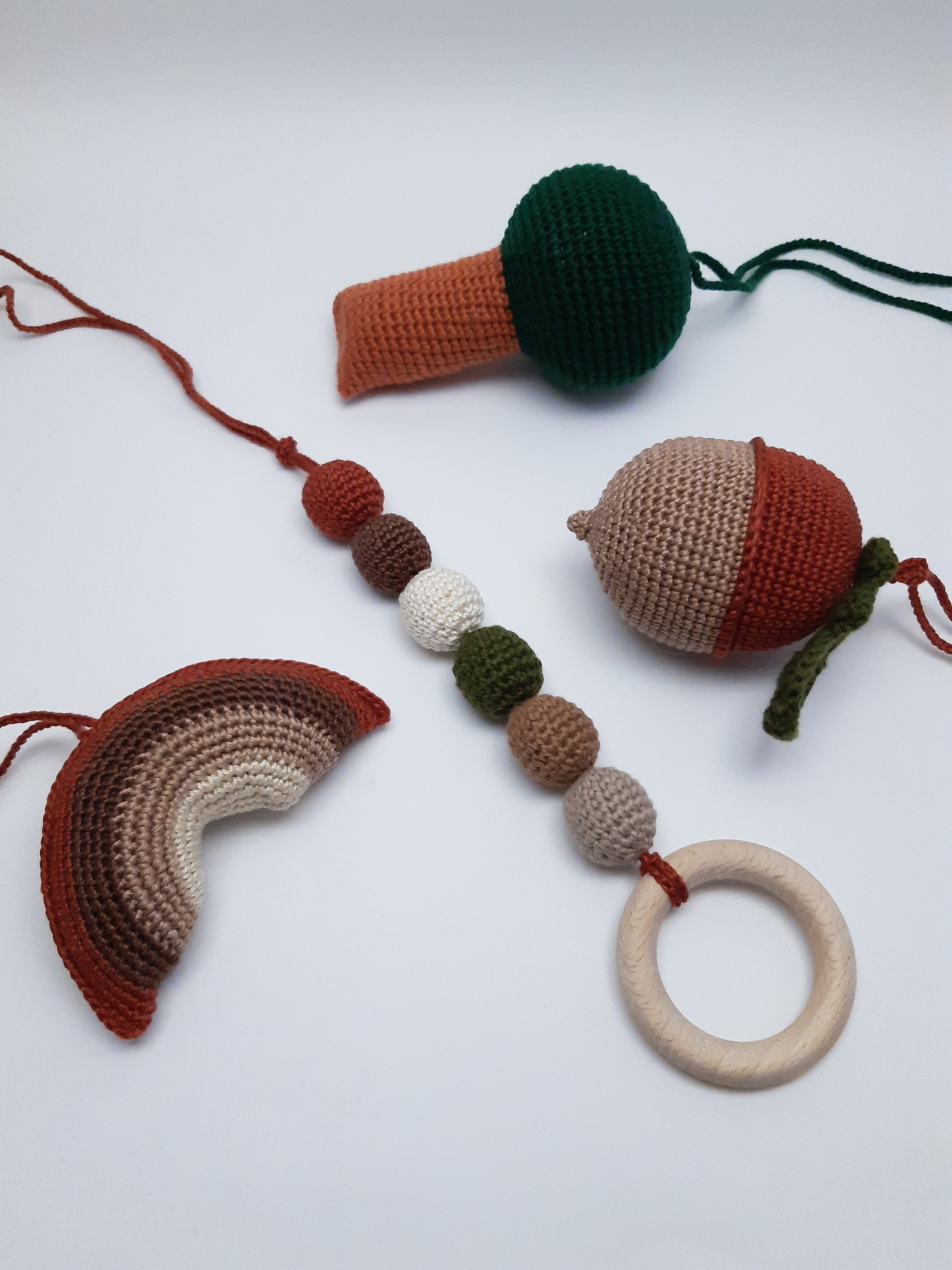 Set of 4 hanging toys for wooden baby gym Infant activity Etsy