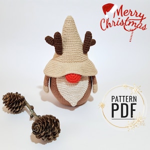 Reindeer gnome crochet patterns Amigurumi crochet pattern Christmas ornaments handmade Gnome patterns Christmas gnomes   Crochet gnome