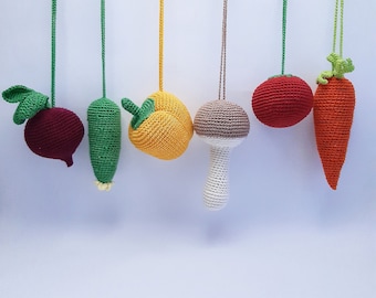 Baby gym toys Vegetables Hanging play gym toys Baby hanging toys Baby play gym  Baby activity gym Expecting mom gift  Crochet baby mobile