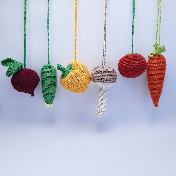 Baby gym toys Vegetables Hanging play gym toys Baby hanging toys Baby play gym  Baby activity gym Expecting mom gift  Crochet baby mobile