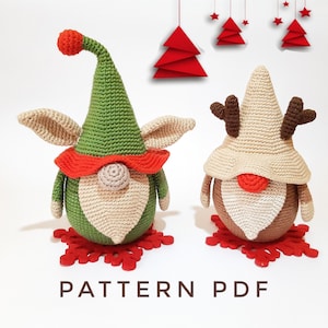 Crochet patterns Christmas gnomes Elf gnome Reindeer gnome Gnome patterns Amigurumi pattern christmas crochet patterns  Holiday gnome