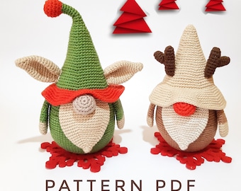 Crochet patterns Christmas gnomes Elf gnome Reindeer gnome Gnome patterns Amigurumi pattern christmas crochet patterns  Holiday gnome